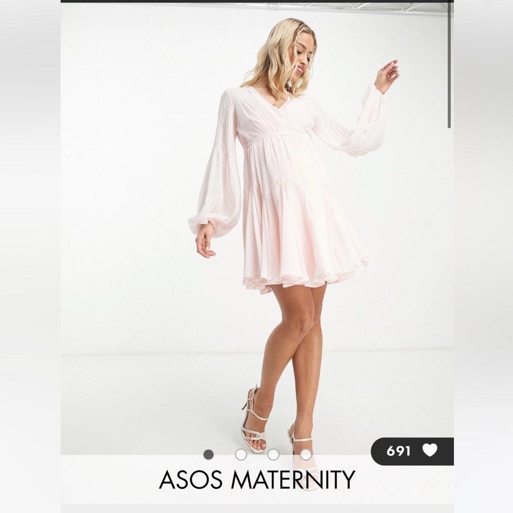 ASOS DESIGN Maternity wrap balloon sleeve mini dress with tie waist